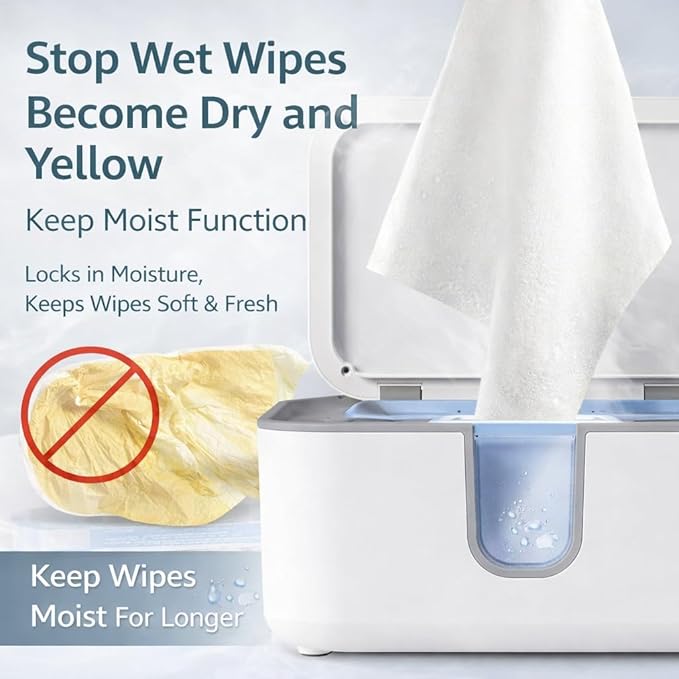 Wet Wipes Heater,Baby Wipe Warmer and Baby Wet Wipes Dispenser Large Capacity with Night Light and View Window Fast and Even Heating Diaper Wipe Warmer