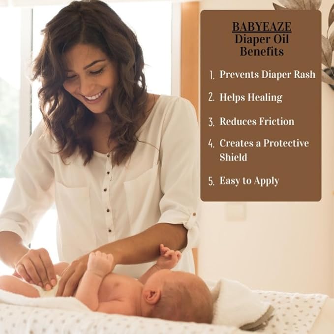 Organic Baby Diaper Oil - Gentle, Mess-Free Alternative to Rash Creams & Sprays, Hands-Free Use, Unscented