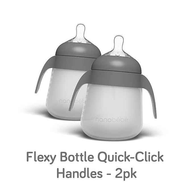 Nanobebe Flexy Bottle Handles, Easy-Grip Ergonomic Handles, Transitional Sippy Cup Handles 2-Pack, Teal