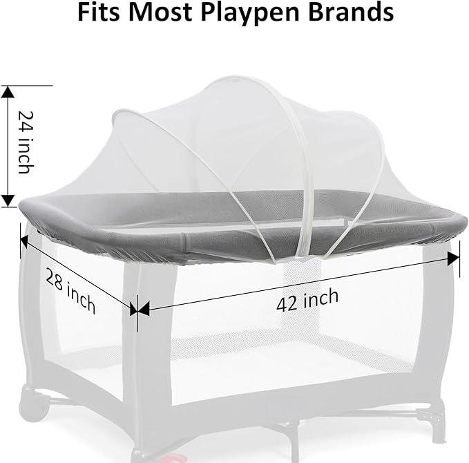 Mosquito Net for Pack n Play, Pack and Play Cover, Travel Crib Net to Keep Cats Out, Crib Tent with 2-Way Zipper for Playpen, Mini Crib, White
