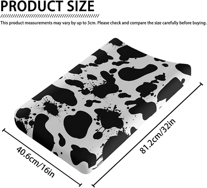 Cow Print Changing Table Covers Durable Baby Diaper Change Sheet Ultra Soft Contoured Pad for Baby Boys Girls Nursing Room Decor