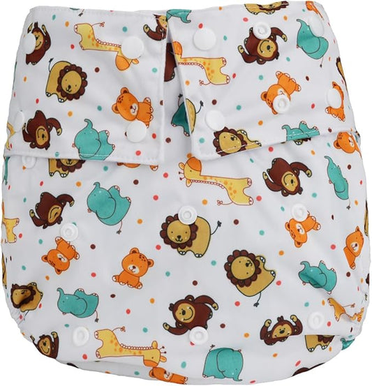 Teen Adult Cloth Diaper Nappy Reusable Washable for Disability Incontinence (Lions Elephants)