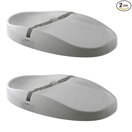 Bumbo 2 Pack Baby Changing Pads for Dresser or Table Top, Portable & Wipeable Non Slip Soft Contoured Diaper Change Station with Harness, Cool Grey