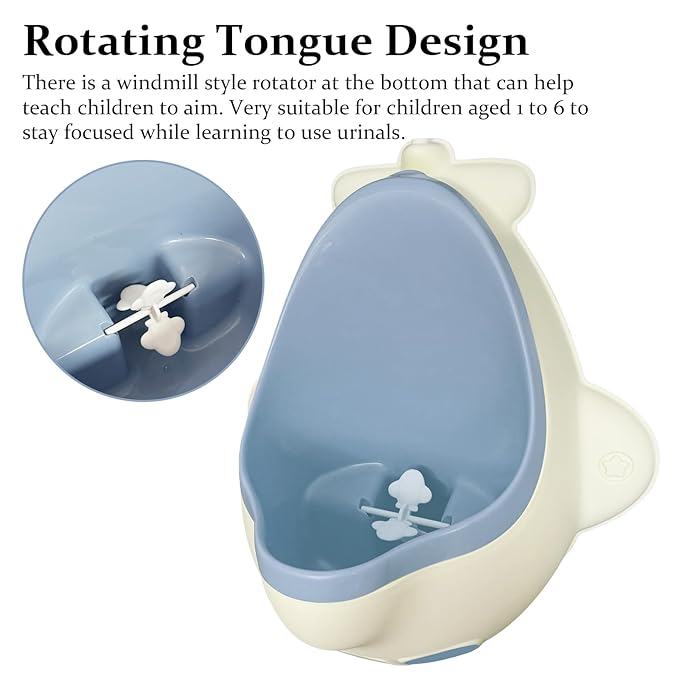 Potty Training Urinal for Boys Cute Plane with Funny Aiming Target - Blue