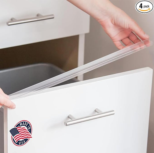 Cabinet Hero Slimline Cabinet Edge Protector - Prevents Chipping, Wear, Discoloration - Drawer Edge Guard, Bumper for Drawer - Easy Slip-On Installation - 3/4" Thick, 36" Length, Clear, Pack of 4