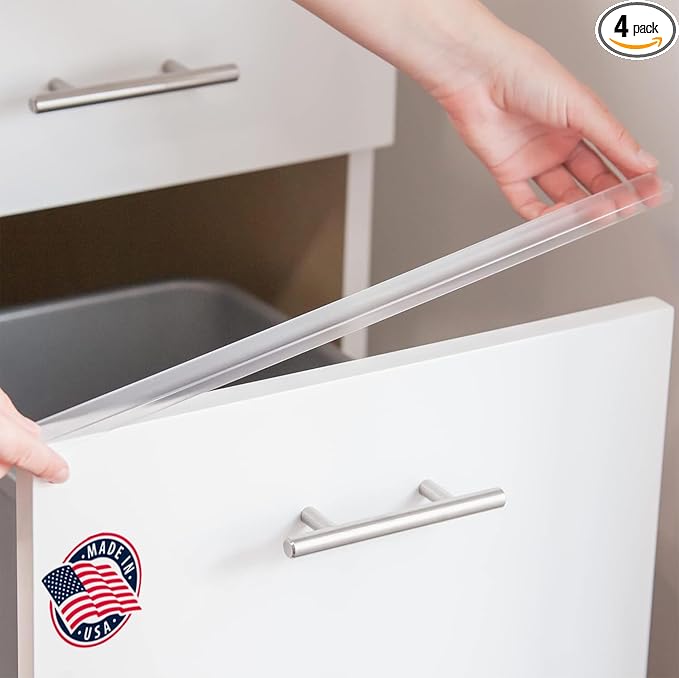 Cabinet Hero Slimline Cabinet Edge Protector - Prevents Chipping, Wear, Discoloration - Drawer Edge Guard, Bumper for Drawer - Easy Slip-On Installation - 3/4" Thick, 24" Length, Clear, Pack of 4