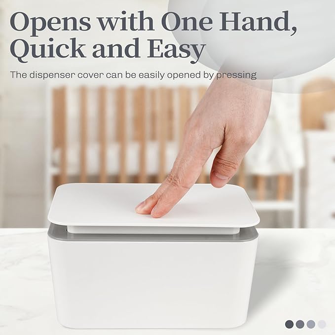 Baby Wipes Dispenser, One-Handed Operation Wipes Container, Baby Wipes Holder with Non-Slip Base, Keeps Wipes Fresh, Easy to Open, Fits Adults & Babies (Grey)