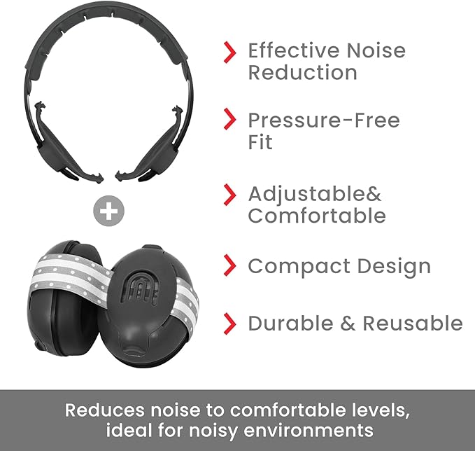 2-in-1 Adjustable Baby & Toddler Noise Cancelling Headphones - Ear Muffs for Kids 1-3 for Airplane Travel