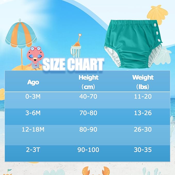 2 Pack Baby Newborn Reusable Swim Diapers Washable Toddler Unisex Swim Diaper Infant Swimming Diapers Green& Navy, 0-3 Months
