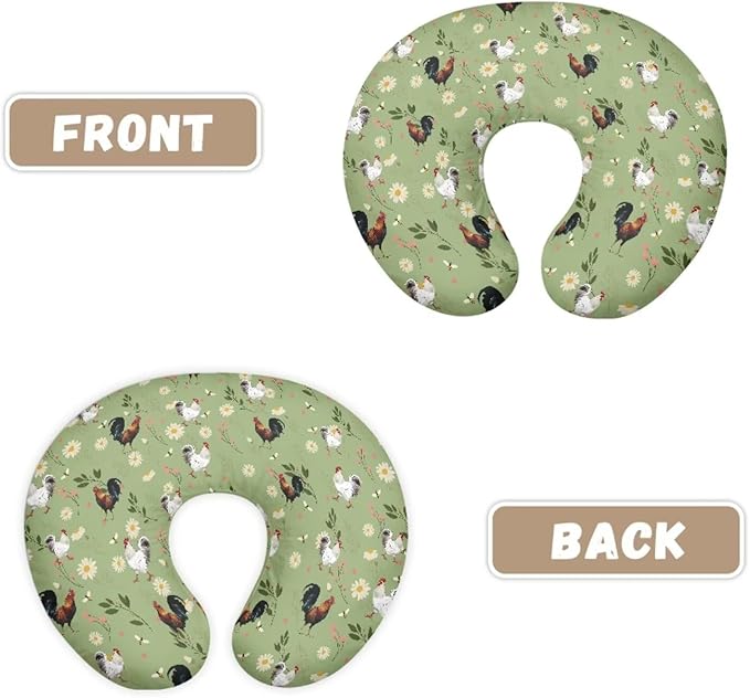 Green Nursing Pillow Covers for Breastfeeding Chicken Pattern Pillow U-Shaped Pillow Cover