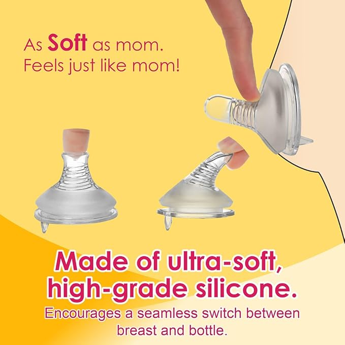 Nenesupply Natural Baby Bottles Newborn Feeding Bottles Slow Flow Breastfeeding Bottle for Breastfed Babies Wide Neck 9oz Anti Colic Level 2 Nipple for 1+ Month Infant Replace Spectra Bottle Pumping
