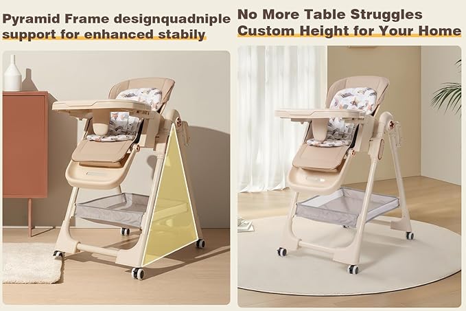 Nine point nine PU Leather Highchair, High Chairs for Babies and Toddlers, Adjustable Baby High Chair, Easy to Fold Baby Chair (X8122 Deep Grey)