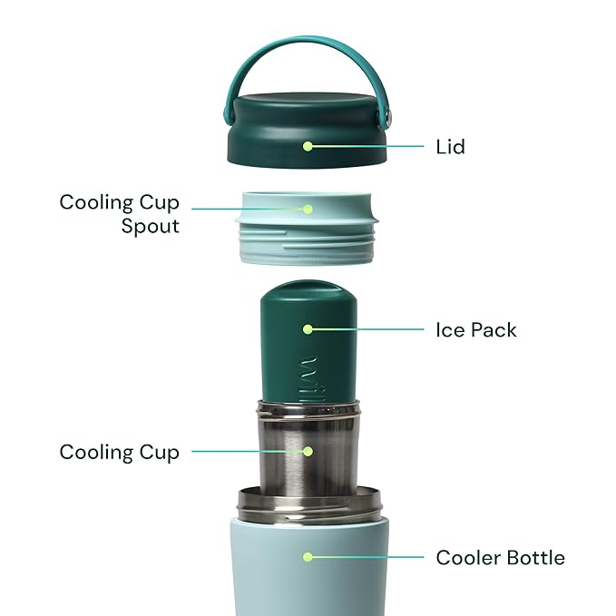 Willow - 25oz Portable Breastmilk Cooler - Keeps Breast Milk Cold for 24 Hours - Stainless Steel - Use w/Included Ice Pack or Ice Cubes - Breastfeeding Essentials - Dishwasher Safe - Juniper