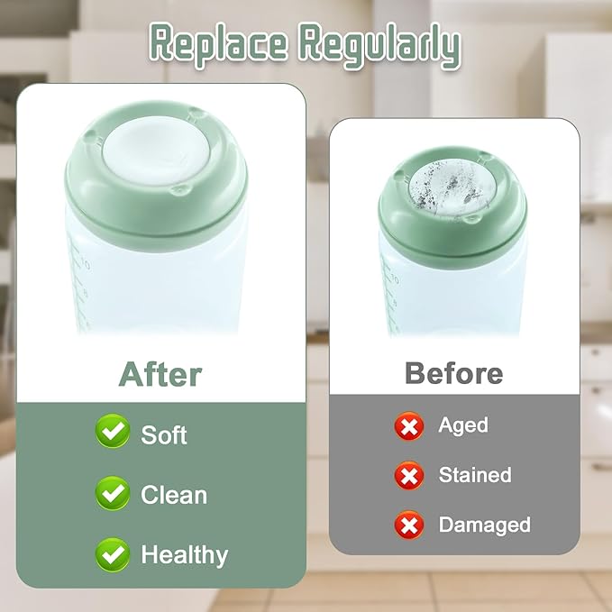 4Pcs Replacement Seal Accessories Compatible with Momcozy Natural Baby Bottle, Silicone Gasket Bottle Cap Mouth Stopper for Momcozy 10oz Container Water Bottle Top Lid Gasket Plug BPA-Free
