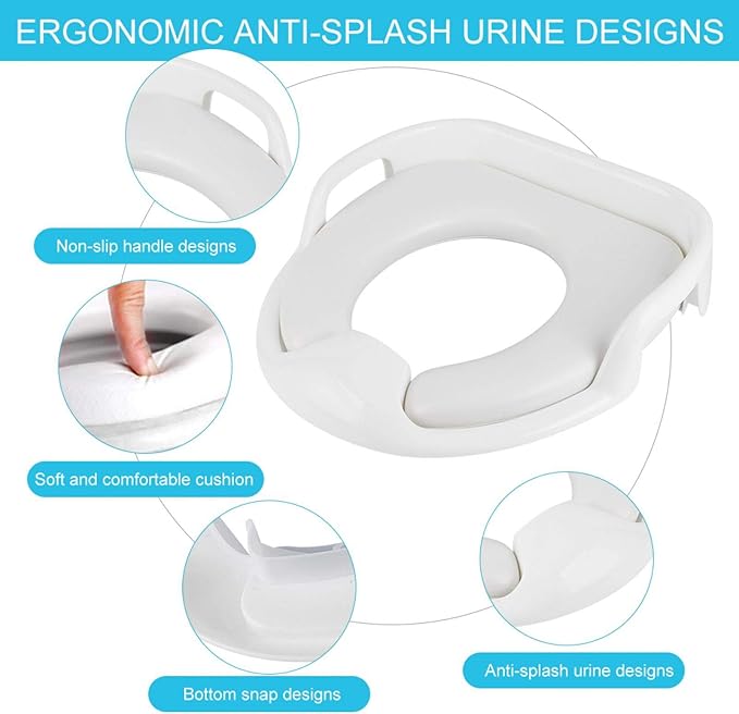 Kid Toilet Seat, with Non‑Slip Handle Comfortable Unisex Environment‑friendly Anti‑splash Urine Toilet Seat, for Children Kid Protect Kids Potty Training(white)
