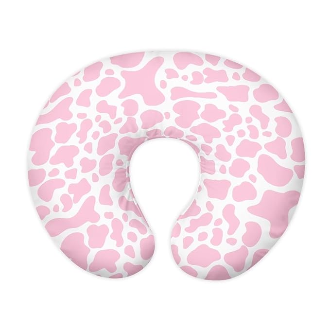 Pink Cow Nursing Pillow Cover for Bottle Feeding, Removable Breathable Nursing Pillow Case for Baby Boy Girl, Durable Breastfeeding Pillow Cover