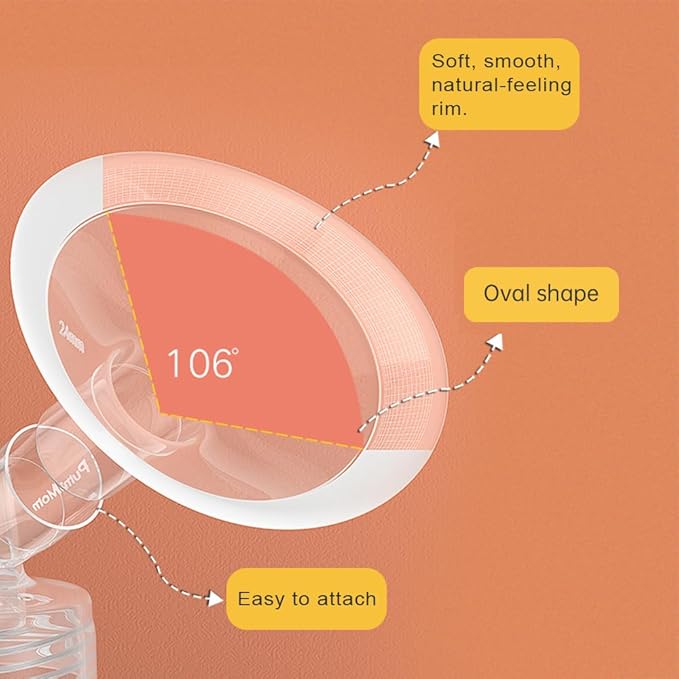 PumpMom-us 24mm Oval Flange Breast Shields Compatible with Medela Breast Pump Parts, Replace Flange for Pump in Style Parts Symphony Parts Swing Maxi Harmony and Personalfit Flex