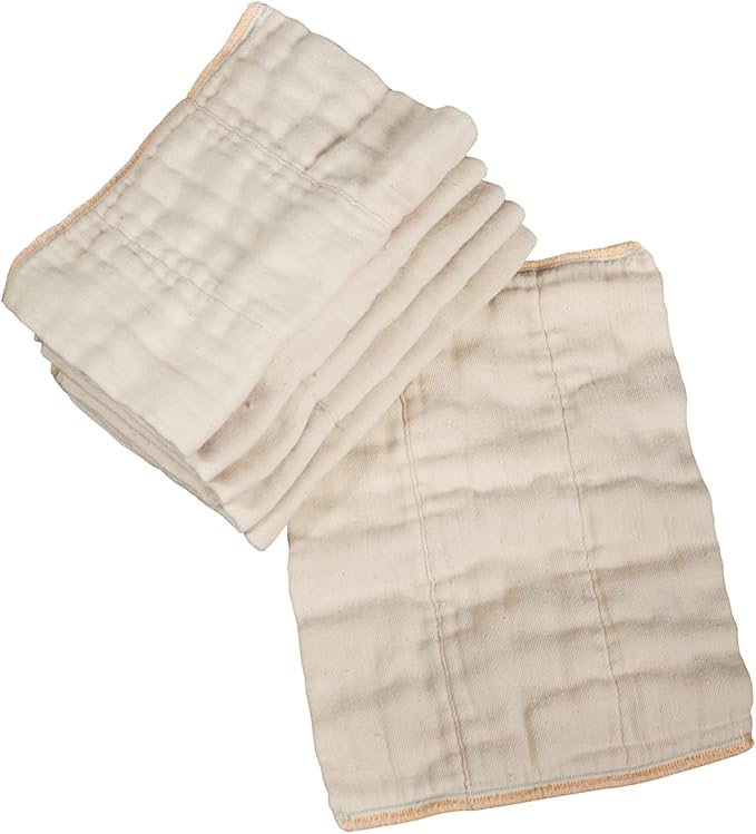 OsoCozy Unbleached Prefold Cloth Diapers 100% Cotton, Durable, Soft, Absorbent, Sustainable & Economical - dims, Fits size range. - (Size)