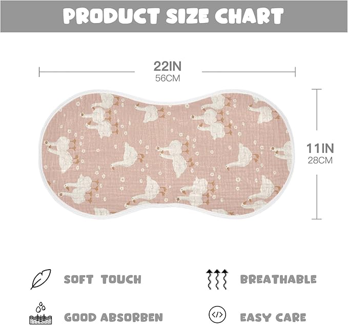 Goose Flower Pattern On Pink Muslin Burp Cloths for Baby 2 Pack Soft 100% Cotton Baby Washcloths Bibs for Boy Girl