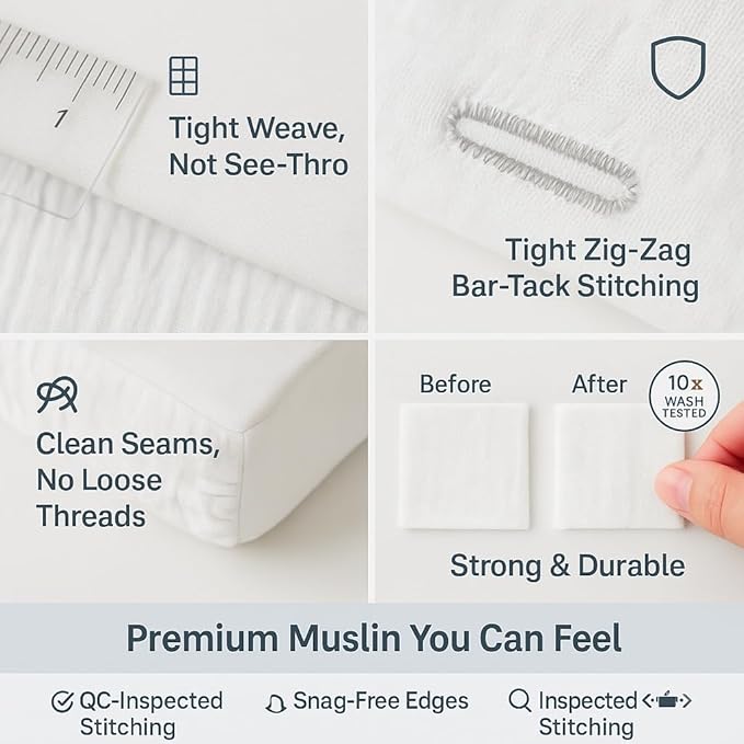 Muslin Changing Pad Cover 2 Pack, Soft Baby Changing Pad Covers, Stays in Place, Fits Standard 32x16 Inches Changing Pads, No Shrink, Perfect for Baby Girls (White)