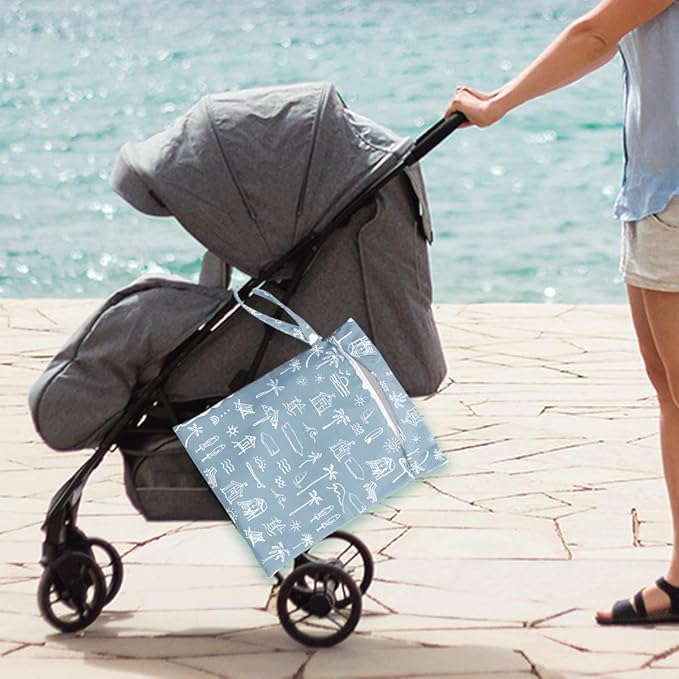 Wet Bag for Swimsuit Pool Travel Baby Cloth Diapers Dirty Yoga Gym Clothes Beach Bags Summer Gifts for Women Men Beach Vacation Essentials Costal Blue Waterproof Wet Dry Bag Travel Laundry Bags