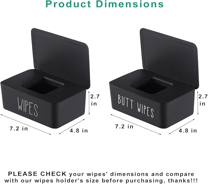 Moorfowl 2 Pack Baby Wipe Holder Container, 7.28" L * 4.80" W *2.75" H, Flushable Butt Wipes Dispenser for Bathroom Simple Aesthetic
