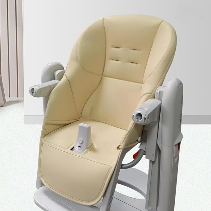 Baby High Chair Cover Replacement | PU Leather Dining Chair Cover with Soft Cushion Seat, Easy to Install High Chair Covers for Baby and Toddler, High Chair Cover Replacement (Beige)