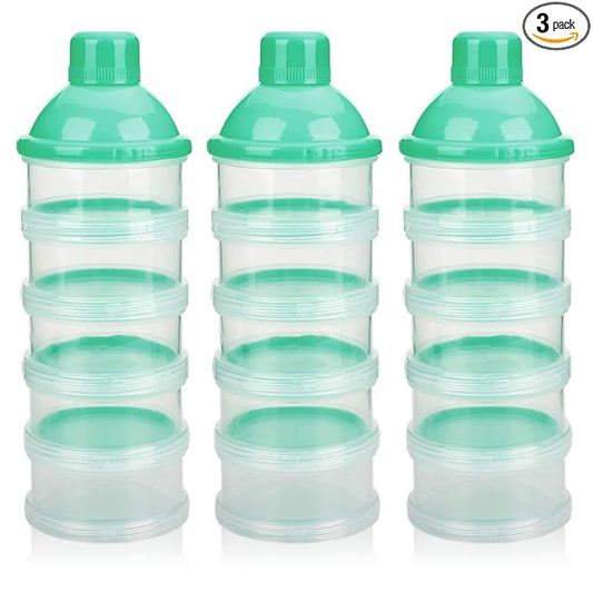 Accmor Formula Dispenser On The Go, 5 Compartments Stackable Formula Container for Travel, Baby Milk Powder Kids Snack Container, BPA Free