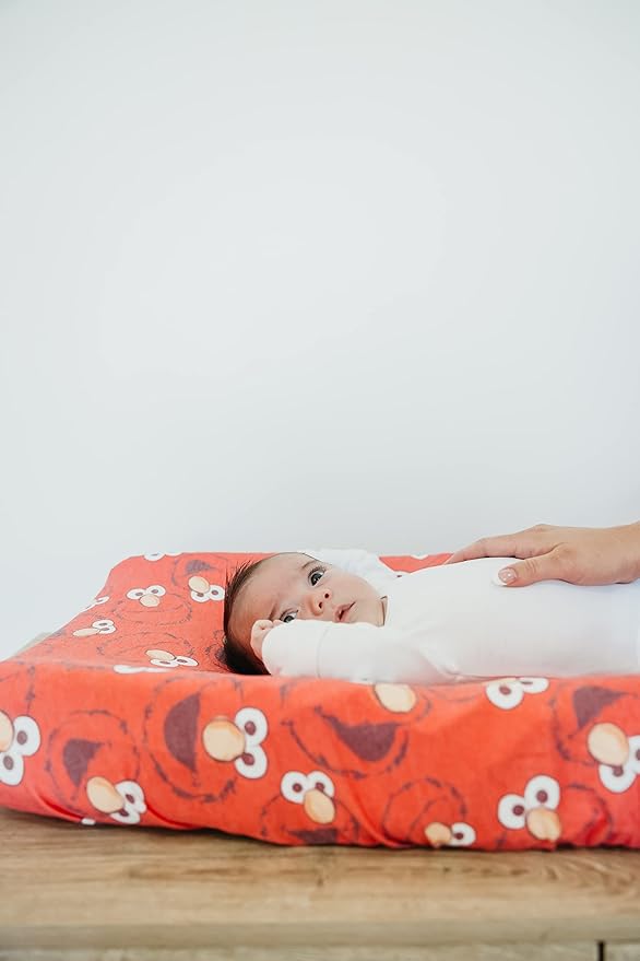 Copper Pearl Premium Knit Changing Pad Cover Soft, Stylish, and Universal Fit for All Standard Diaper Changing Pads, Trendy Design Changing Pad Covers, Elmo