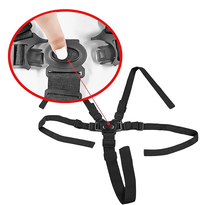 5 Point Harness Seat Belt for Kids,High Chair Straps Adjustable Harness Strap Belt Strap Belt Kit Shoulder Strap Belts Replacement for High Chair Belt(Black)