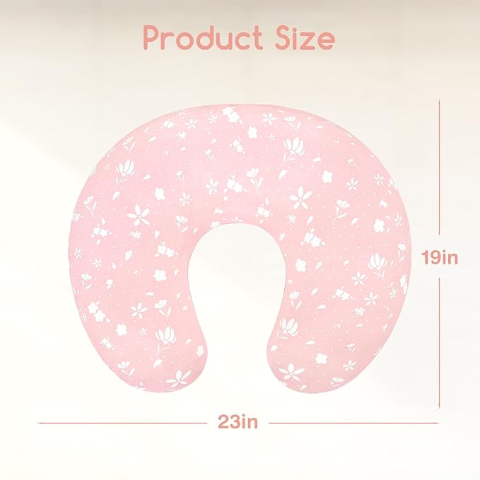 Nursing Pillow Cover, Stretchy and Soft Pillow Slipcover for Baby Boys Girls, Breastfeeding Pillow Covers for Newborn Infants, Pink, Tiny Floral