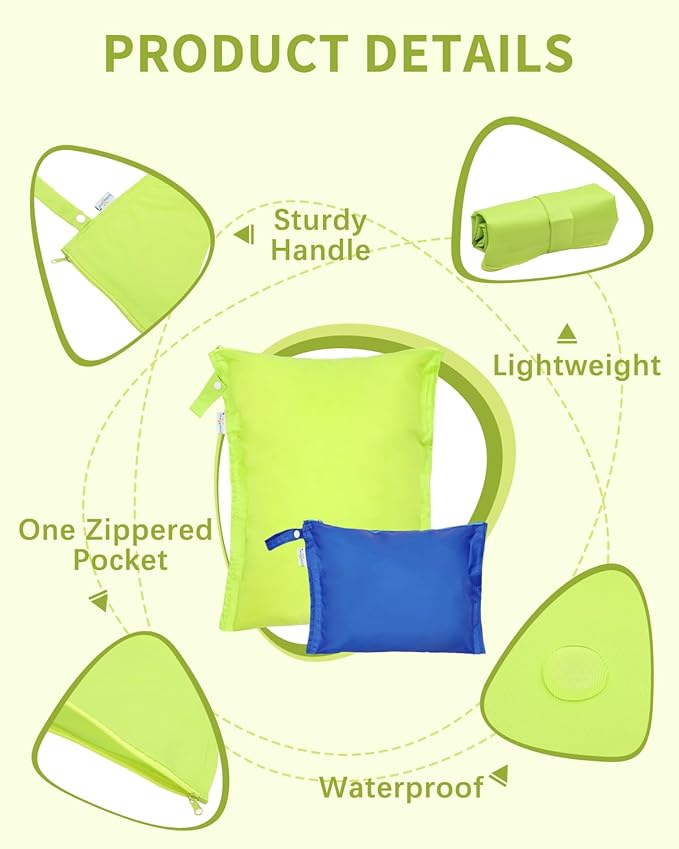 babygoal Wet Dry Bags 4 Pack, Waterproof Reusable Travel Bags for Swimsuits, Baby Cloth Diapers, Beach, Pool, Gym Bag & Wet Clothes
