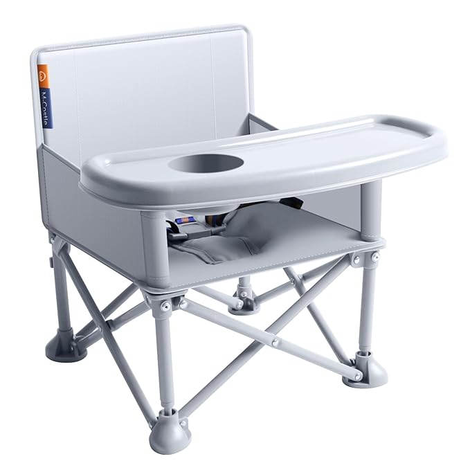 New Portable Travel Booster Seat with Tray|Foldable Infant Seat Booster Dining Chair|Great for Camping, Beach, Lawn|Toddler, Child Camping Chair 6 Months - 3 Years Old （Gary）