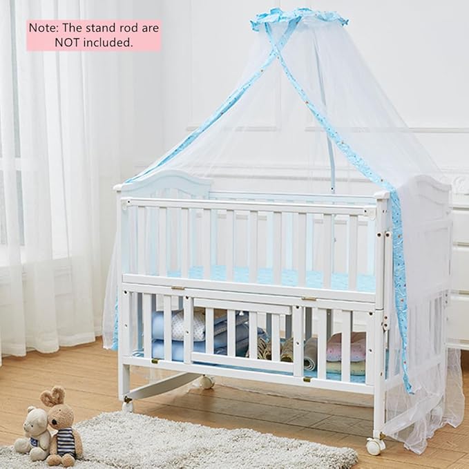 Crib Mosquito Net Baby Bed Dome Cots Mosquito Netting Toddler Bed Crib Dome Canopy Netting Hanging Bed Cover Net Mosquito Bar Frame Palace-Style Crib Bedding Set (Stand Not Included)