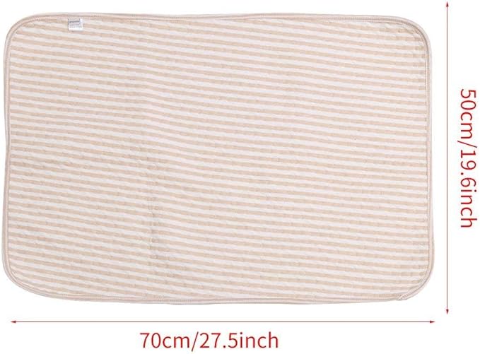 Fdit Baby Changing Pad, Portable Cotton Diaper Mat, Multi-Function, Coffee Stripes, M-50x70cm, 0-3 Years