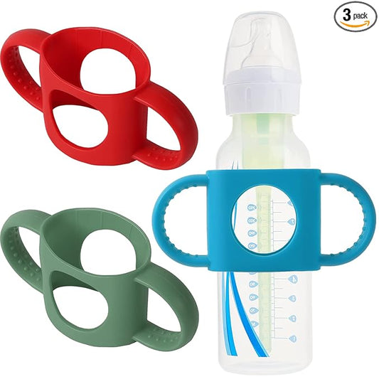 TonGass (3-Pack) TonGass Universal Fit Baby Bottle Holders with Easy Grip Handles for Babies to Hold Their Own Bottle - BPA-Free Soft Silicone