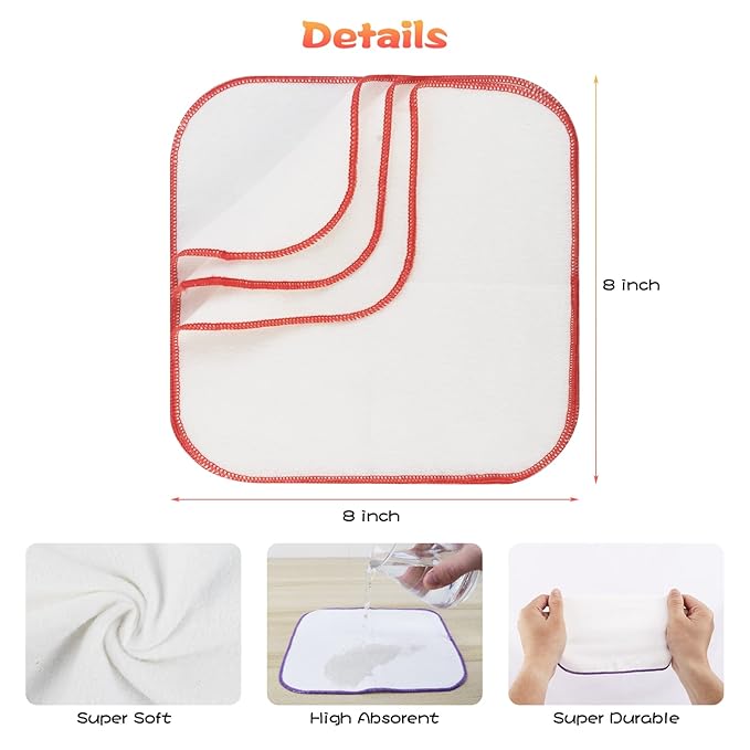 108 Packs Flannel Cloth Baby Wipes with Dispenser, Reusable Natural Skin-friendly Baby Wipes, Body Face Hand Washcloth Essential for Cloth Diapers 8x8 inch
