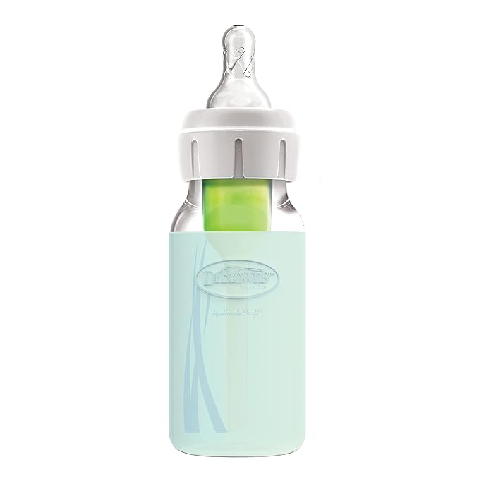 Dr. Brown's Options+ Narrow Glass Bottle Sleeve, 100% Silicone, Mint, BPA-Free, 4 oz, 1-Pack