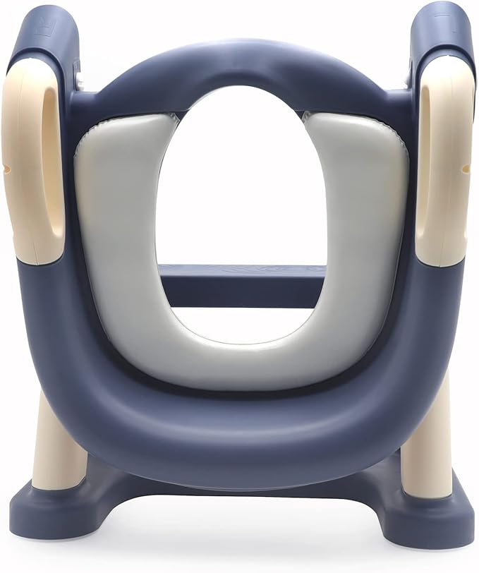 XKMT- Blue Toddler Potty Training Seat Ladder Wider Step Toilet Chair Infant Kid Bathroom Trainer