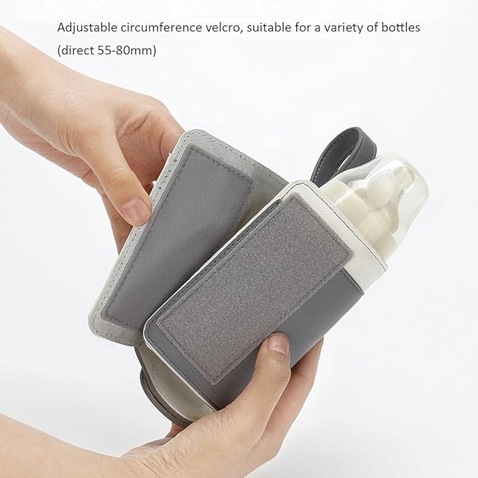 RiToEasysports Bottle Warmer Bag, Small and Portable Milk Bottle Warmer 3 Temp Settings USB Heating Cover for Home and Travel (Grey
