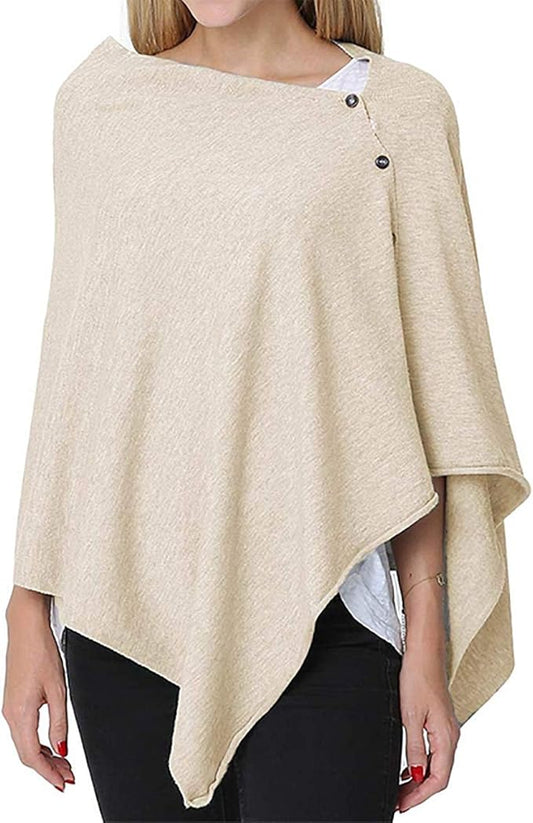 stylesilove Multi-Use Knit Nursing Shawl Poncho Adjustable Buttons for Breastfeeding Protection Nursing Cover Infinity Scarf