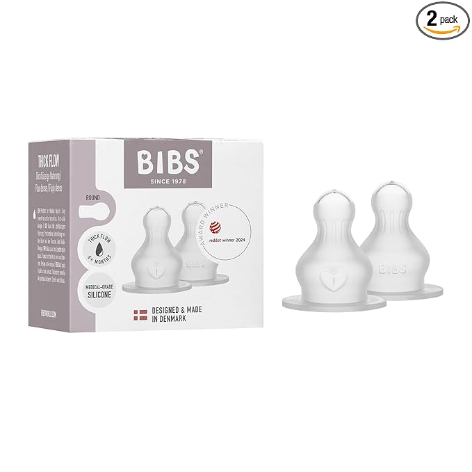 BIBS Baby Bottle Silicone Nipple 2 Pack - Anti-Colic, BPA-Free, Round Silicone Nipple, Thick Flow, Lightweight & Easy to Clean, Suitable for Newborns & Toddlers