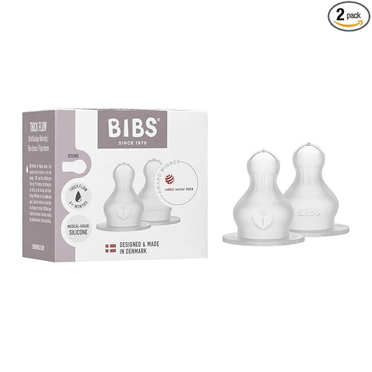 BIBS Baby Bottle Silicone Nipple 2 Pack - Anti-Colic, BPA-Free, Round Silicone Nipple, Thick Flow, Lightweight & Easy to Clean, Suitable for Newborns & Toddlers