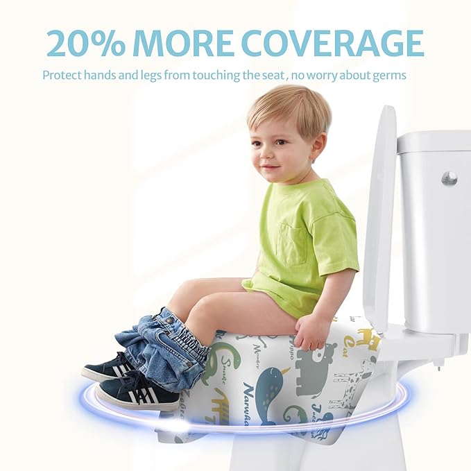 Blissful Diary 20 Pcs Toilet Seat Covers Disposable for Toddlers & Adults, Extra Large Waterproof, Portable Package for Travel, Kids Potty Training (Pack of 2)