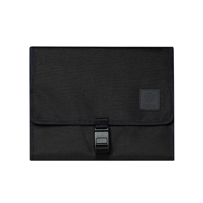 Huhu Baby Changing Wallet – Compact, Portable Diaper Changing Pad for Travel – Easy to Clean, Foldable Changing Mat – Must Have Diaper Bag Accessory for New Parents (Midnight Black)