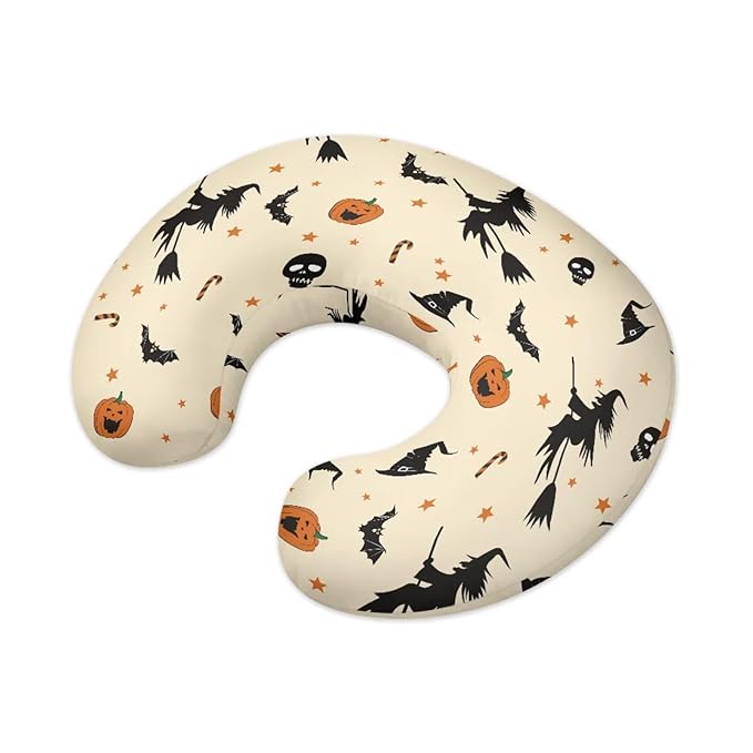 Nursing Pillow Cover Halloween Decorations Witch Pumpkin Nursing Covers for Breastfeeding Pillows, Ultra Soft Comfortable Stretchy Slipcover for Boy and Girl
