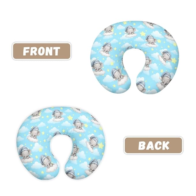 Jeiento Cartoon Elephant Pillow Case Cute Elephant Nursing Pillowcase for Breastfeeding Elastic Soft Fabric U-Shaped Feeding Pillow Covers Premium Quick-Dry Fabric Cover Slipcover,for Women Newborn