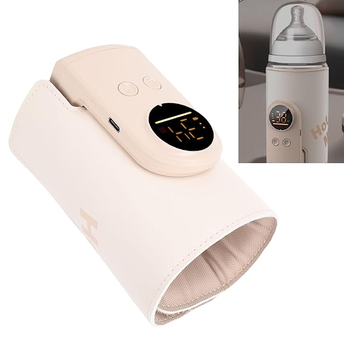 Baby Bottle Warmer with 8000mAh USB - C Fast Charging, Constant Temperature Control, Portable Milk Heater for Travel, Outdoor Use - Lightweight Insulated Sleeve Fits All Bottles