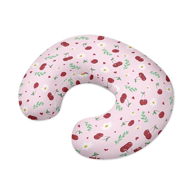 Cherry Nursing Pillow Cover for Baby Boy Girl Slipcover for Breastfeeding Pillows, Breastfeeding Pillow Cover Breathable and Washable