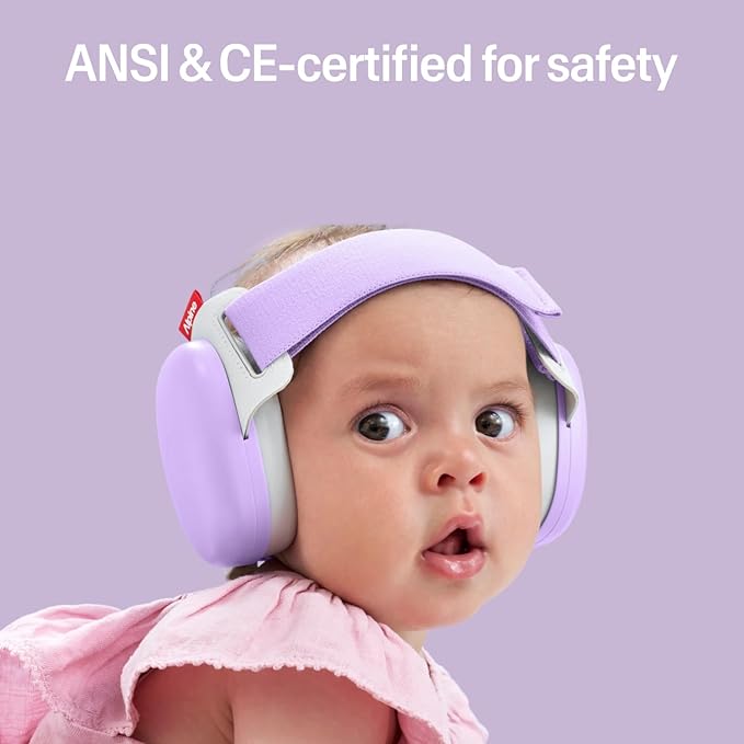 Alpine Muffy Baby Comfort - Protects Hearing for Babies and Toddlers - CE & ANSI Certified - Headband for Safe fit & Comfort - Adjustable for Ages 3-48 Months - 24dB Sound Reduction, Purple